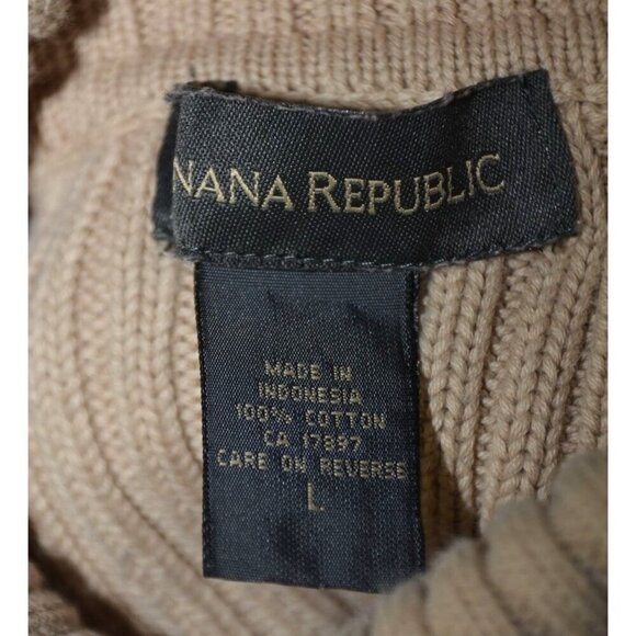 Banana Republic Ladies L Khaki Turtleneck Sweater Ribbed Academia Minimalist - Picture 7 of 8